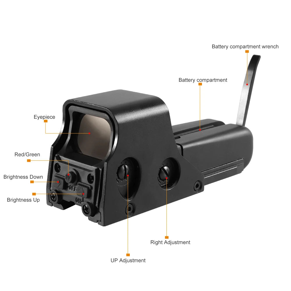 Red Green Dot Holographic Sight Scope Hunting Reflex Sight Riflescope 20mm Mount