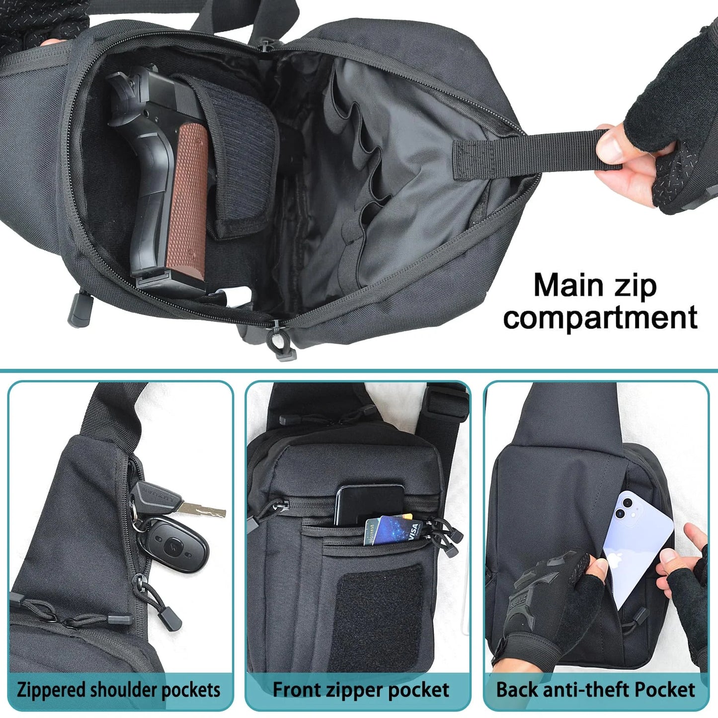 Concealed Carry Crossbody Gun Bag for Men