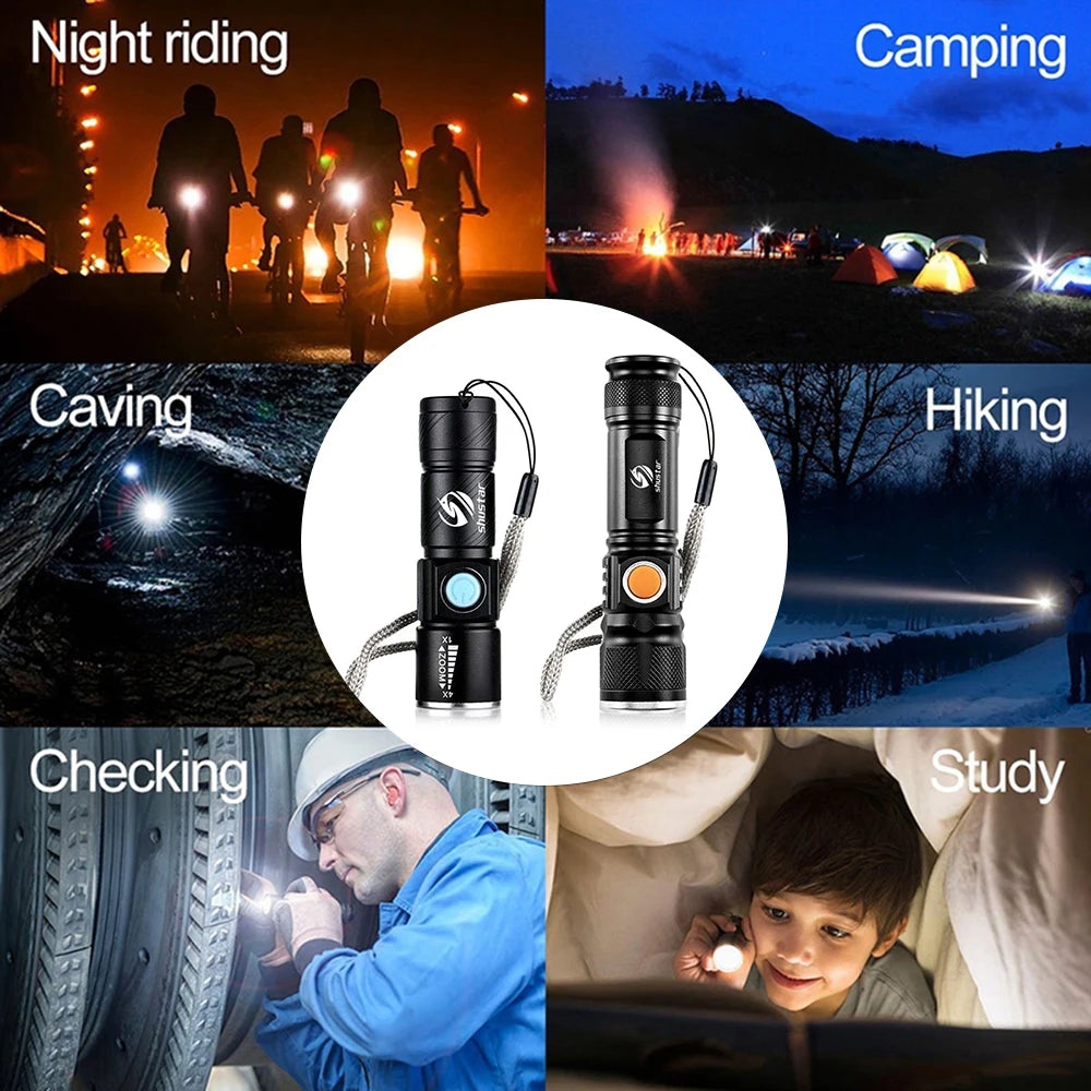 LED Flashlight USB Charging waterproof Torch Portable light