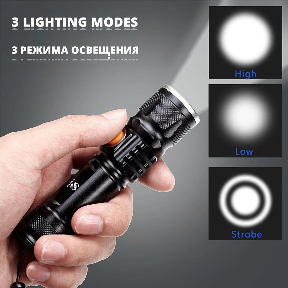 LED Flashlight USB Charging waterproof Torch Portable light