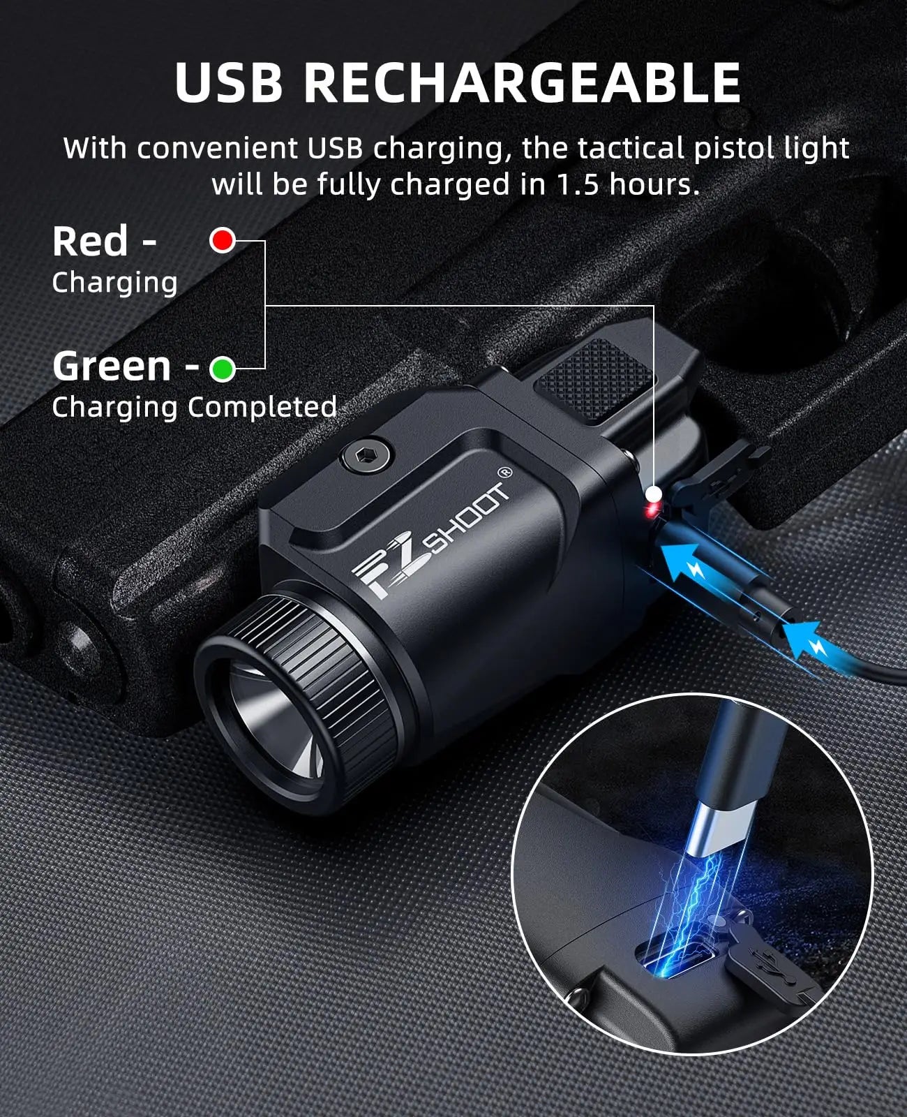 Bright Pistol Light Rechargeable Flashlight