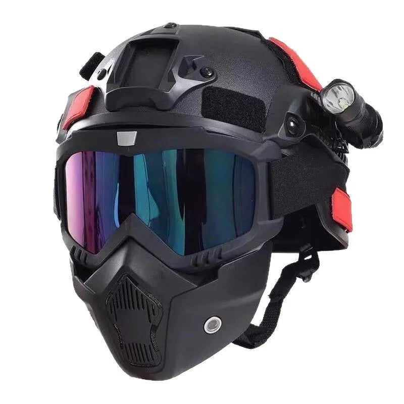 Tactical Military Helmet Set - Full Face Combat Helmet with Mask & Goggles, Durable for Training & Outdoor Enthusiasts