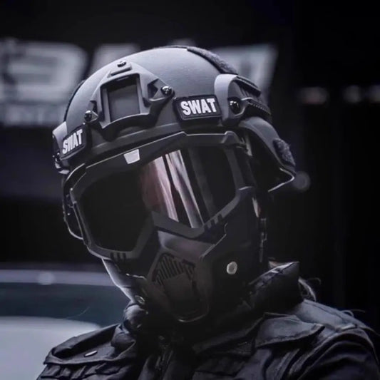 Tactical Military Helmet Set - Full Face Combat Helmet with Mask & Goggles, Durable for Training & Outdoor Enthusiasts
