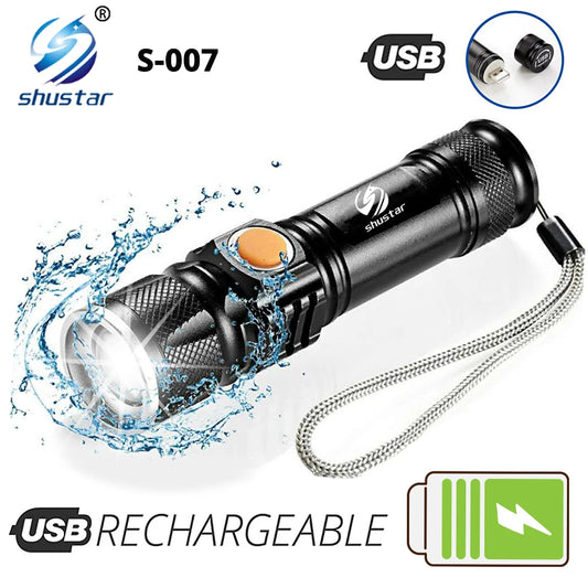 LED Flashlight USB Charging waterproof Torch Portable light