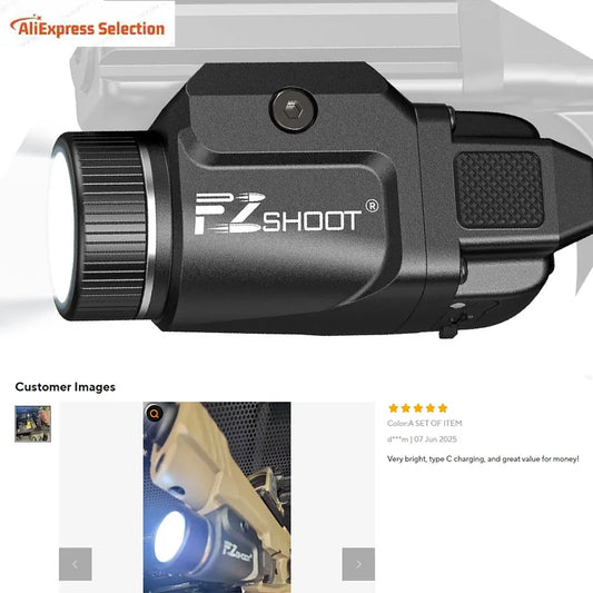 Bright Pistol Light Rechargeable Flashlight