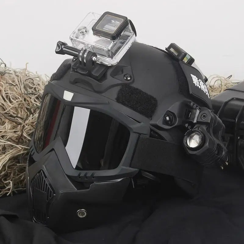 Tactical Military Helmet Set - Full Face Combat Helmet with Mask & Goggles, Durable for Training & Outdoor Enthusiasts