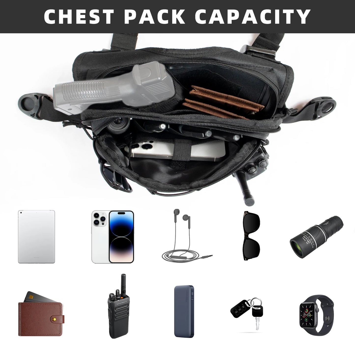 Vest Bag With Pocket Phone Holder Large Capacity Waterproof Tactical Vest